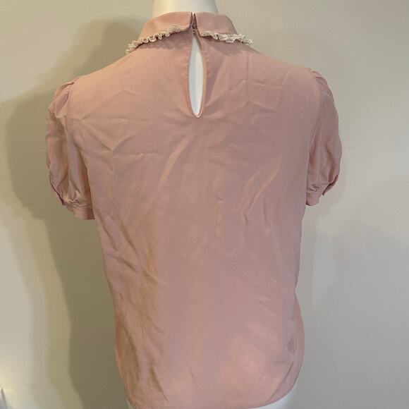Miu Miu Silk Blouse sz 42 Peter Pan Collar Cottagecore dainty - Picture 7 of 11